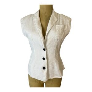 Marissa Webb Tailored White Linen Textured Open Back Jacket